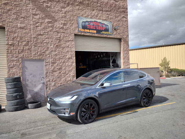 Tesla Model X At Tire Shop 001 — VDK Tire Shop