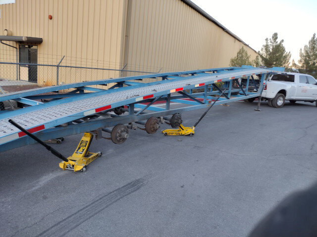 Blue Car Hauler Frame On Jacks 007 — VDK Tire Shop
