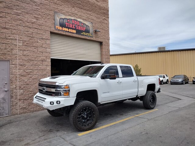 White Lifted Chevrolet Silverado Truck 045 — VDK Tire Shop